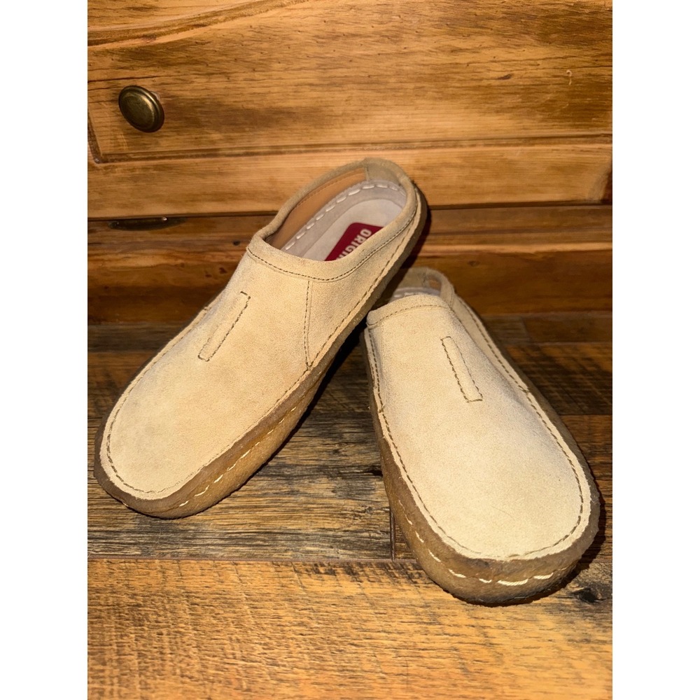 Clarks Originals Suede Mules Tan Beige Slip On Shoes 78014 Womens Size 9M